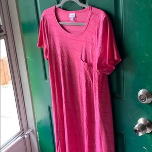 Hot pink w dark pink striped Carly hi lo dress!